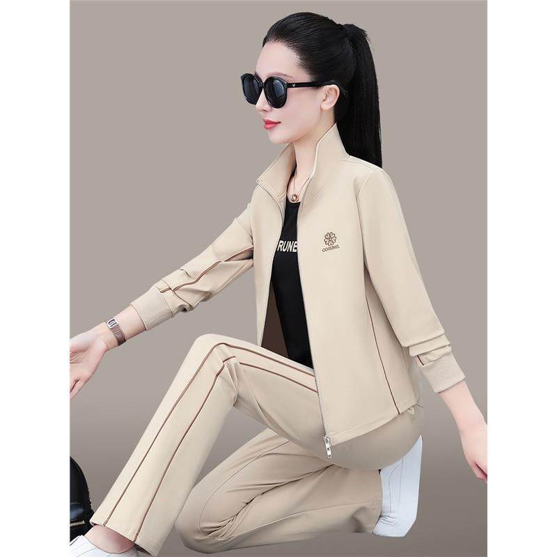 官网迈耐克斯立领运动服套装女春秋2026新款洋气减龄妈妈装三件套