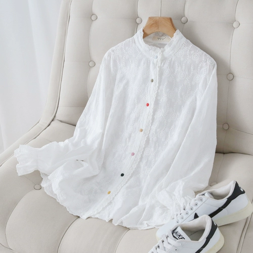 Цветная хлопковая осенняя рубашка, оверсайз