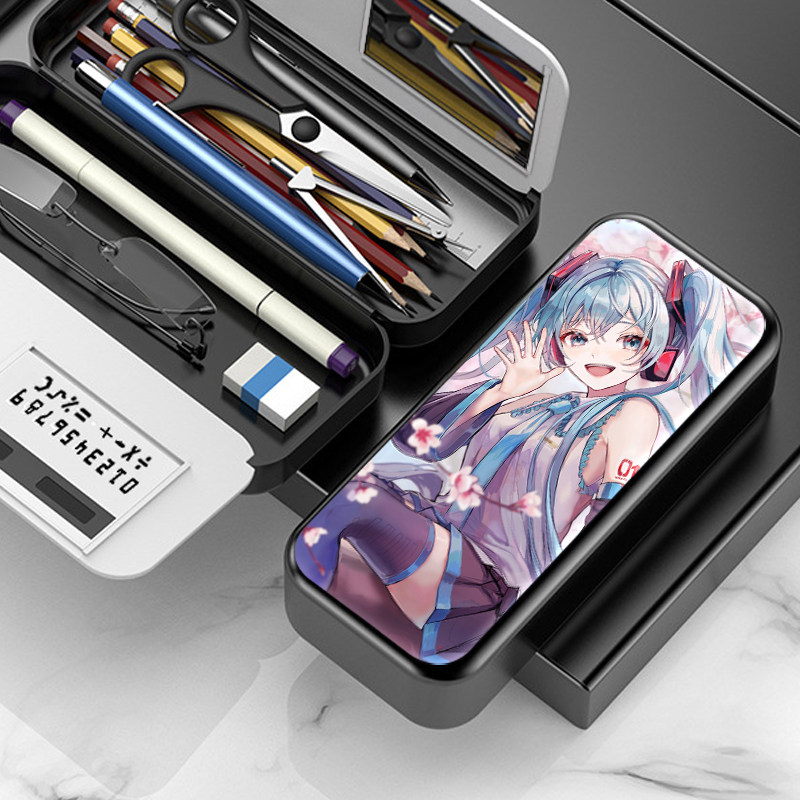 Miku初音未来周边文具盒小学生铅笔盒笔袋双层大容量笔盒男女款图片