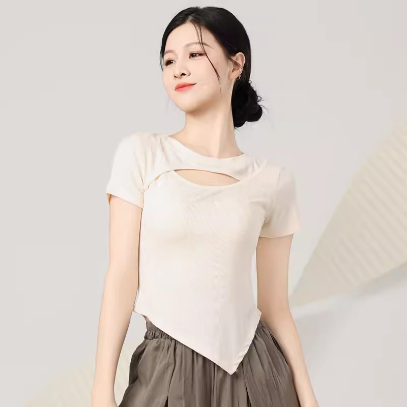 日本无印MUJIE夏秋专业中国古典舞蹈练功服女成人修身短袖袖上衣