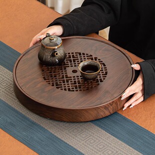 家用茶具大容量储水式 日本品质圆形新款 茶盘办公室干泡茶台沥水茶
