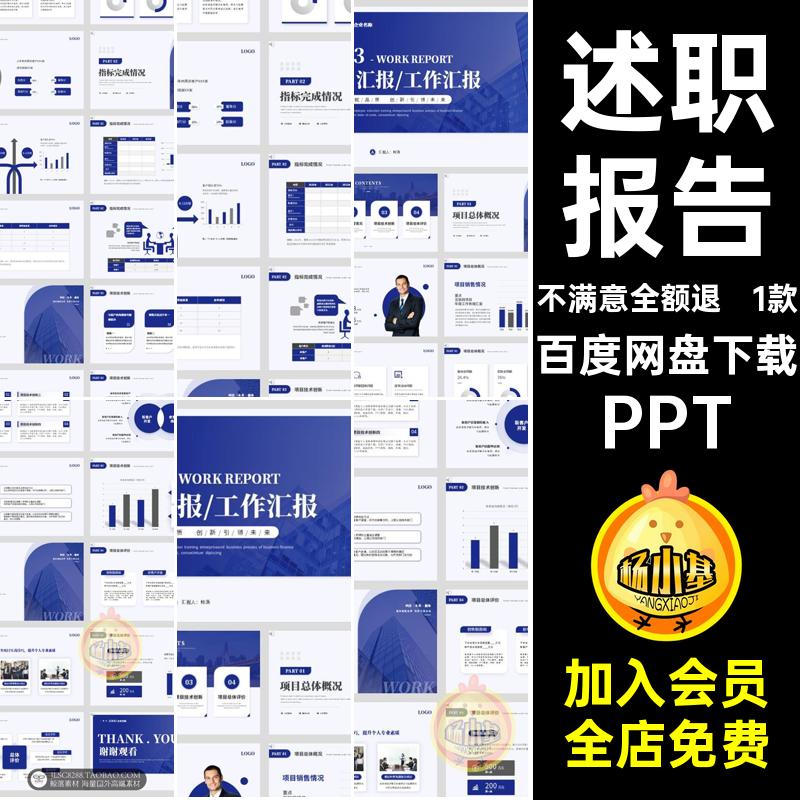 高级蓝色简约高端大气项目进度汇报工作总结计划述职报告PPT模板