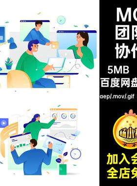 6款MG团队协作工作动画AEAI透明人物合作素材GIFMOVPR卡通素材