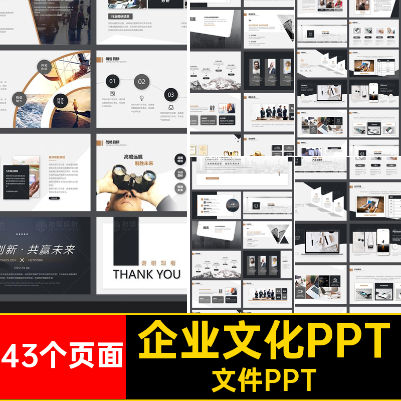 43个页面企业文化PPT模板简介款宣传产品公司文件PPT文件PPT品牌