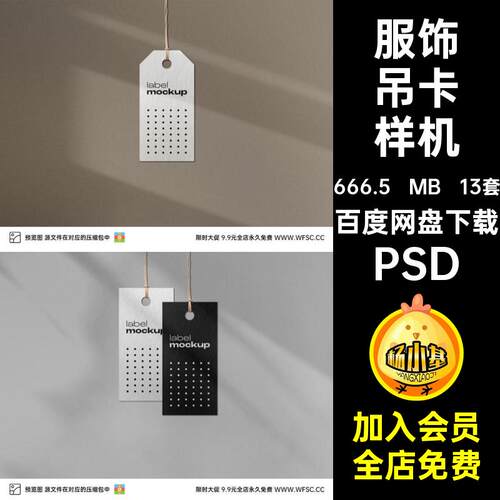 服装吊牌样机卡片13套价格模板PSD效果服饰psd牌子图片牌子服饰
