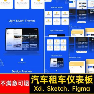 汽车租车仪表板Sketch端预订蓝色租车服务UIXd Sketch Figma