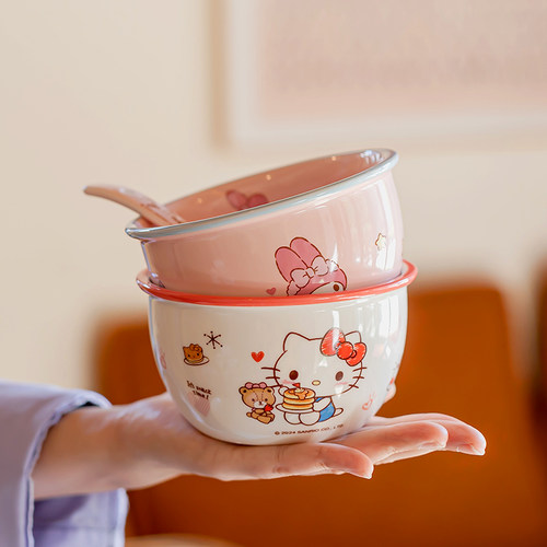 库洛米儿童碗家用陶瓷吃饭碗杯勺