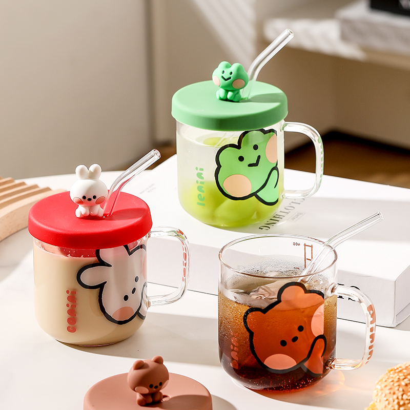 带盖带吸管玻璃杯高颜值夏季水杯