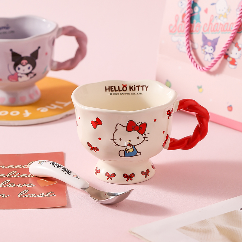 HelloKitty陶瓷马克杯带勺咖啡杯