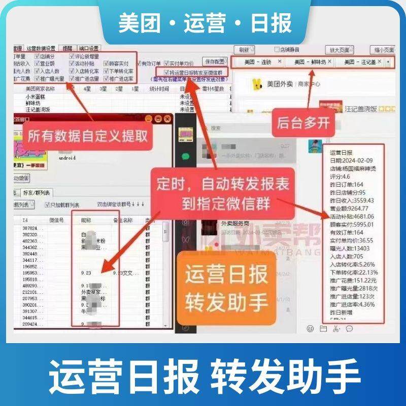 外卖店铺运营必用转发统计运营转发助手代运营外卖运营日报