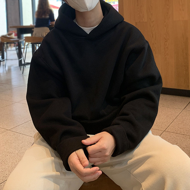 连帽卫衣男春秋款2026新款潮牌重磅美式灰色套头加绒外套男秋冬季