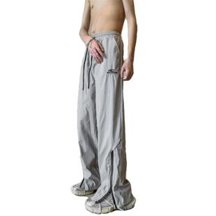 速干机能冲锋裤男夏季薄款日系高级感潮牌宽松直筒休闲运动长裤子