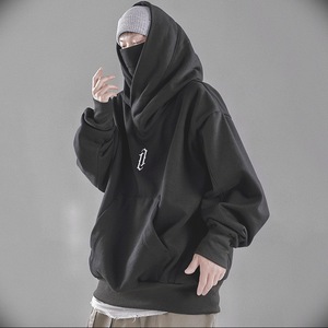 吉业重工潮牌大码卫衣男装机能风外套连帽加绒秋冬季原创情侣衫潮