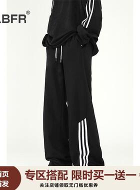 ABFR美式运动裤男秋冬季oversize欧美高街裤子hiphop直筒阔腿卫裤