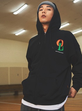 OD/ORANGE DRAGON 2025秋 幻影直拉印花纯棉连帽卫衣开衫帽衫外套