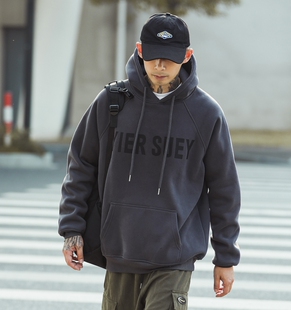 男士纯棉卫衣2025年春秋新款外套加绒加厚重磅美式宽松潮牌上衣服