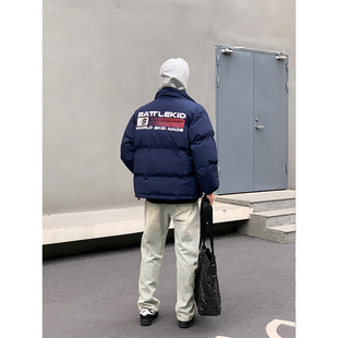 RIMO「国潮旗帆设计」美式潮牌立领印花棉衣外套男情侣藏青色棉服