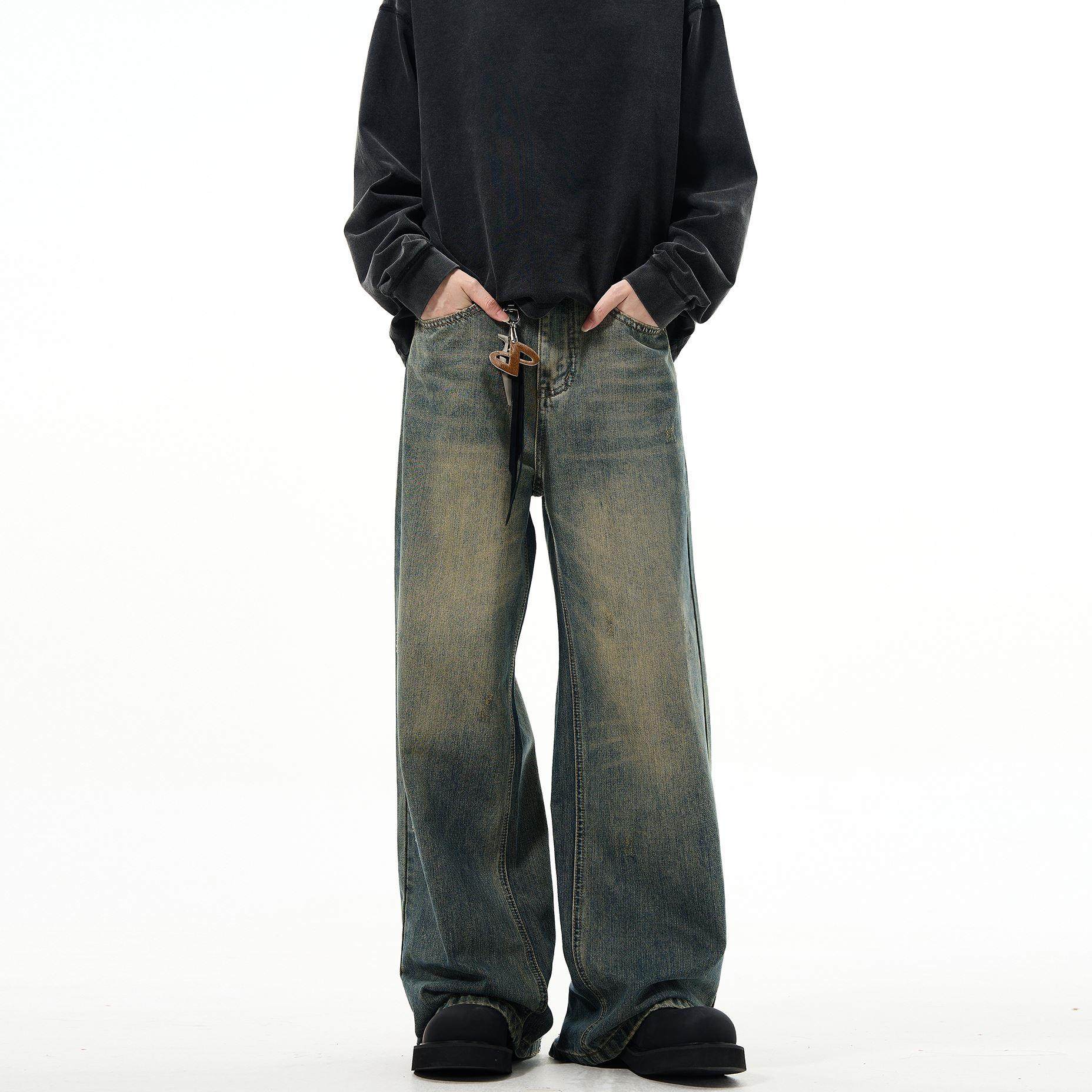 MADWITCH美式cleanfit休闲直筒阔腿牛仔裤男复古vintage宽松裤子