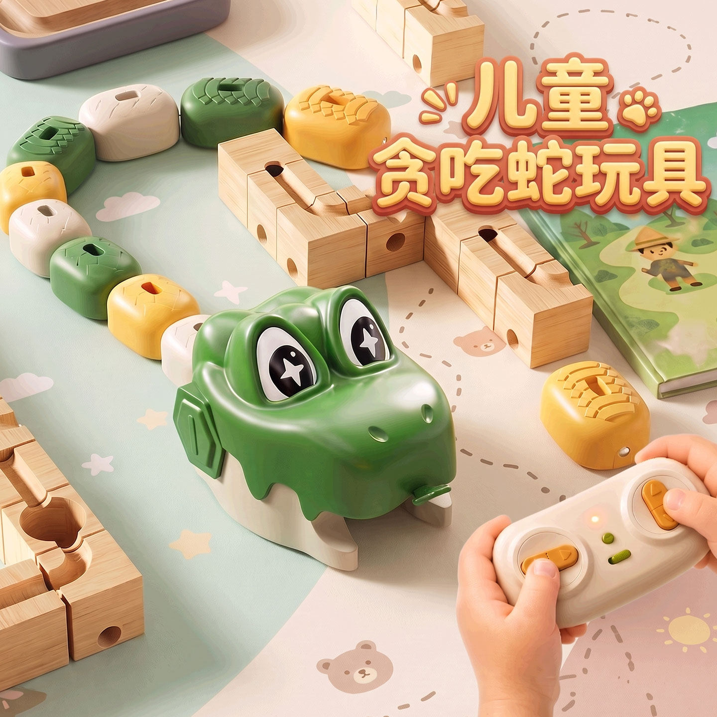 贪吃蛇遥控蛇形玩具儿童互动磁吸电动玩具手柄控制亲子益智玩具