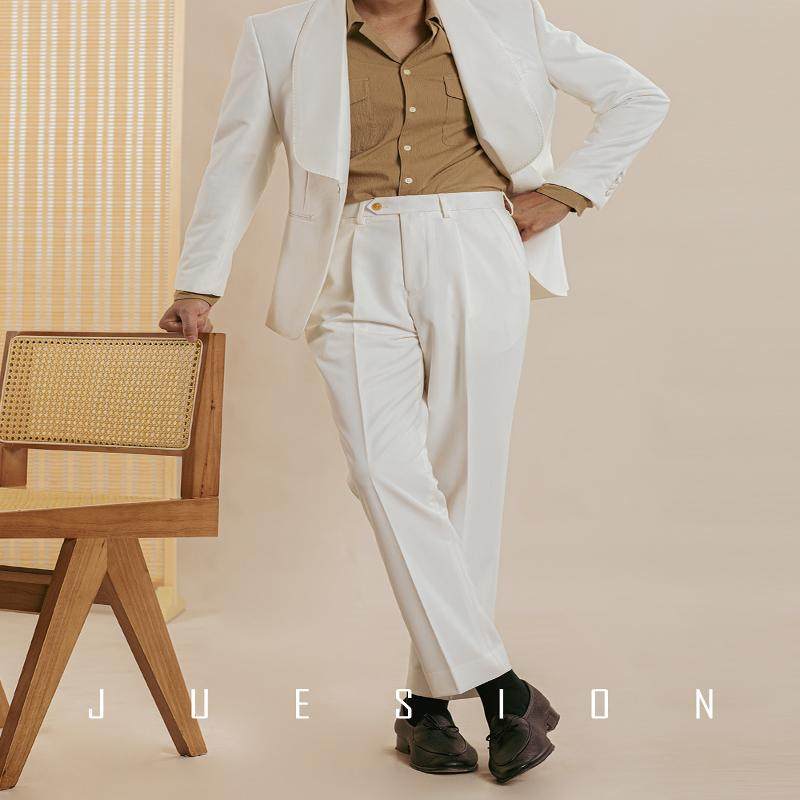 意式休闲西裤男夏季薄款韩版直筒九分裤修身商务正装长裤