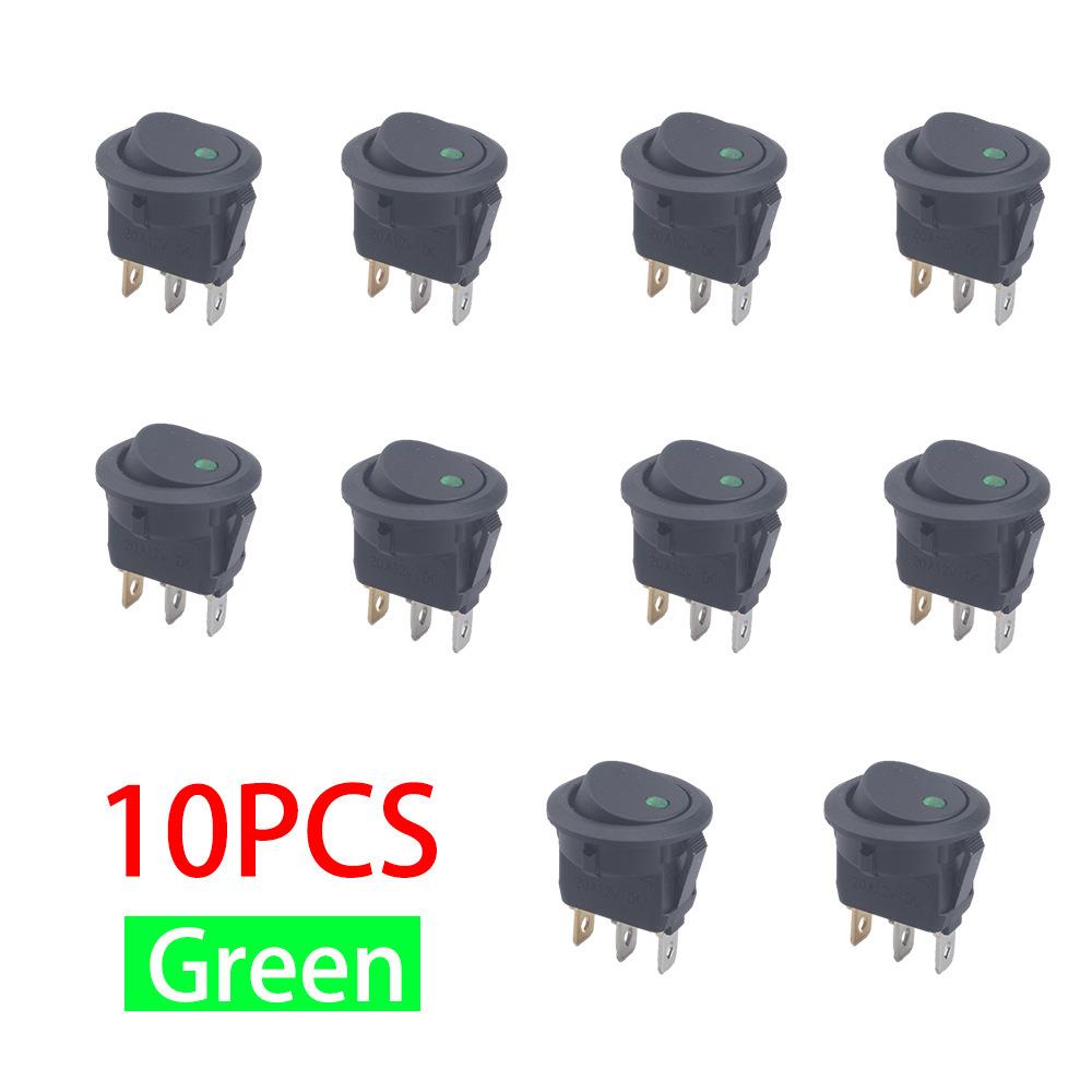 12V蓝色猫眼翘板开关 LED汽车改装电源开关KCD2全圆猫眼船型开关