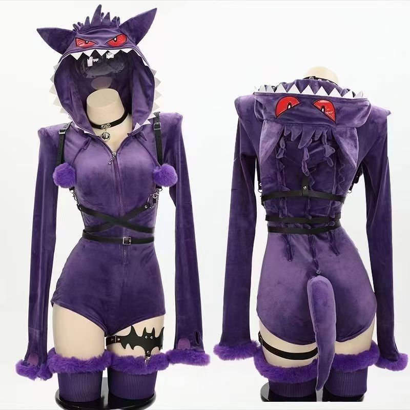 耿鬼紫色毛绒cosplay服小