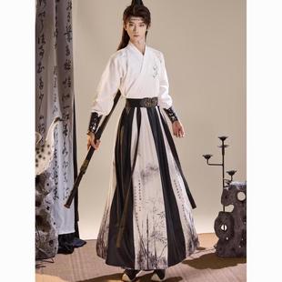 汉服男原创中国风侠客武侠风仙气书生古装齐腰绣花学生日常班服