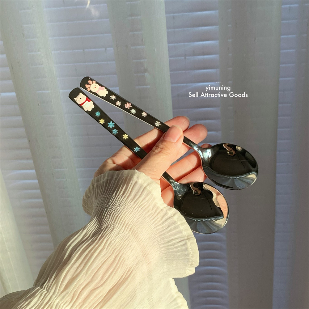 一木宁 304不锈钢勺子长柄家用小调羹卡通儿童韩式吃饭可爱汤匙,餐饮具,西餐勺,淘宝优惠券,粉丝福利购,淘宝优惠卷