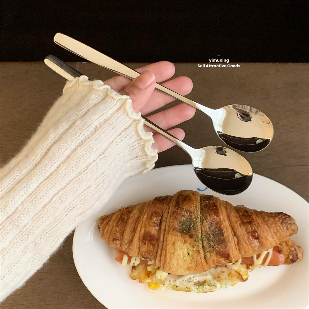 一木宁 韩式304不锈钢勺子可爱长柄圆勺成人儿童吃饭汤匙家用调羹,餐饮具,西餐勺,淘宝优惠券,粉丝福利购,淘宝优惠卷