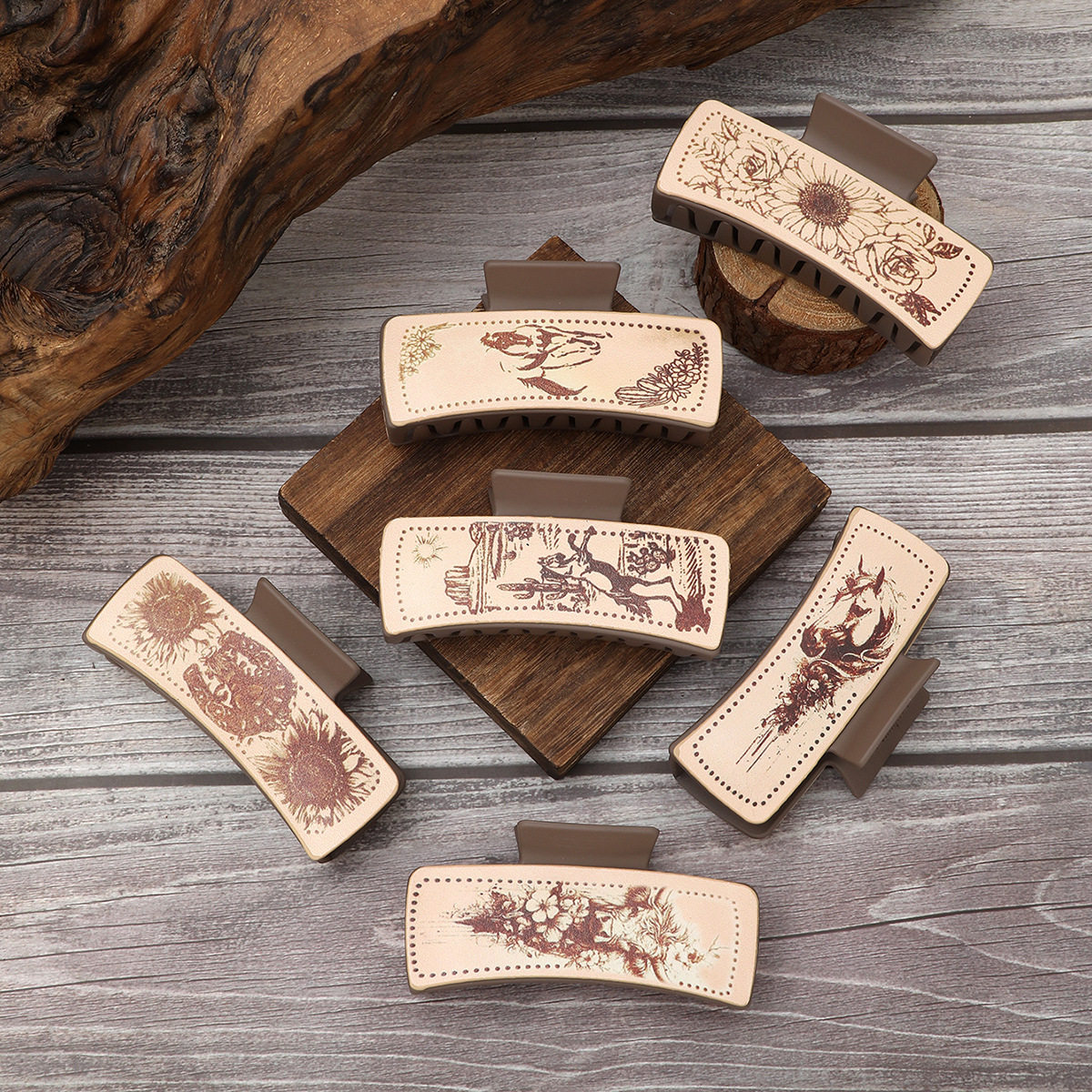 西部风仙人掌印刷图案皮革发夹鲨鱼夹女士抓夹速卖通亚马逊跨境,饰品/流行首饰/时尚饰品新,民族风发饰,淘宝优惠券,粉丝福利购,淘宝优惠卷