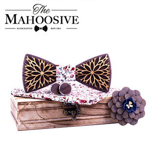 3d木质商务 结婚伴郎团司仪婚庆年会领结韩版 正装 新郎领结男士