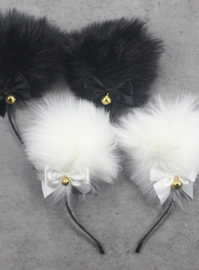 大号猫咪耳朵 可爱长毛绒猫耳朵发箍 cosplay狐狸耳朵配饰卡通