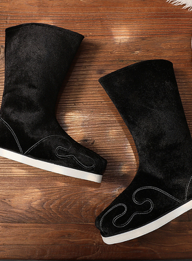 古装靴古风鞋子汉服靴古代官靴书生黑白红色中国风戏曲演出布靴男