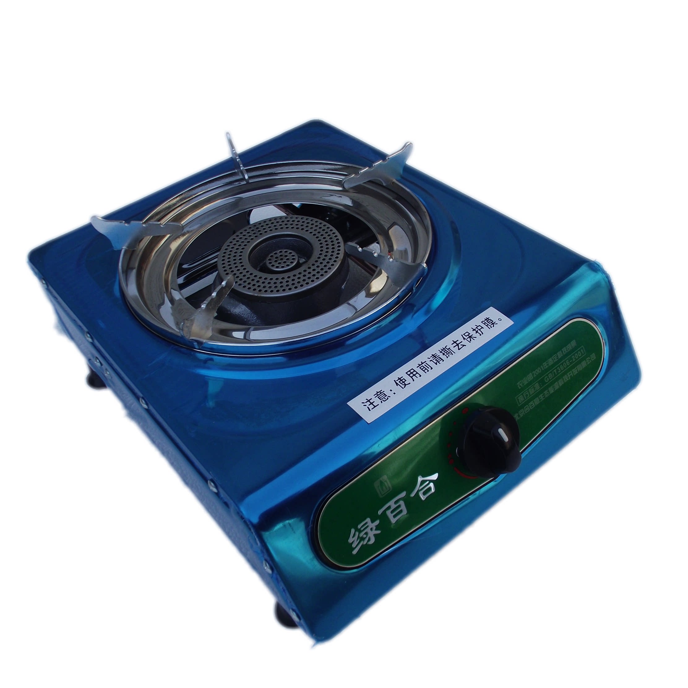 绿百合沼气灶不锈钢台式加厚面板电子点火农村家用粪便气铸铁炉头