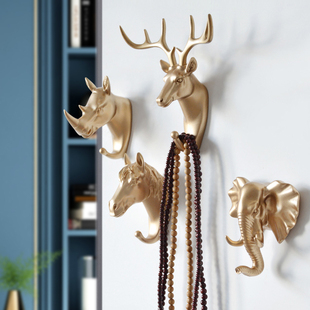 门口挂钩壁挂墙上进门玄关钥匙置物架挂架入户创意鹿角艺术免打孔