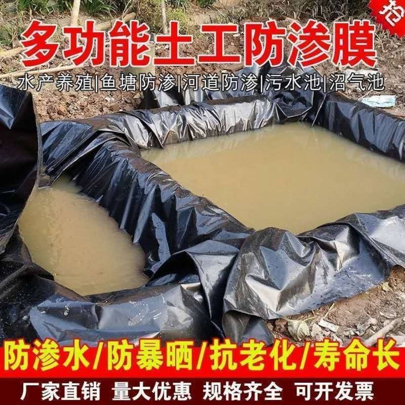 鱼塘防渗膜防水布土工膜鱼池藕池蓄水池防漏养殖加厚黑色塑料薄膜