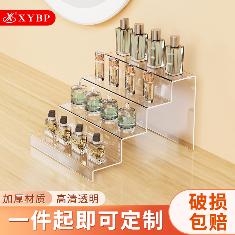 亚克力阶梯展示架置物架陈列鞋托架透明盲盒手办泡泡玛特收纳盒