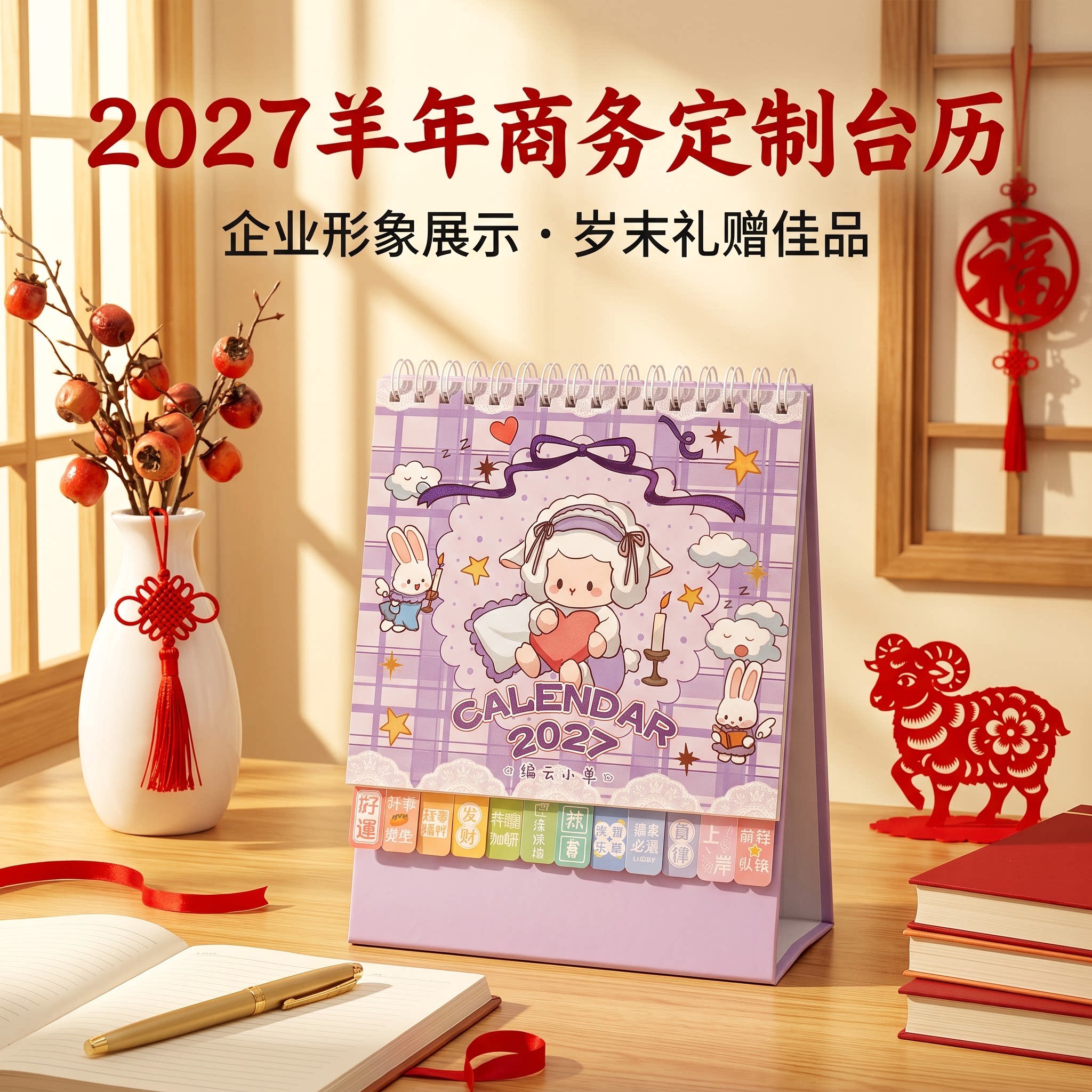 新款台历2027年小号竖款学生创意简约ins风打卡月历桌面摆件卡通可爱记事本自律考研高考计划本日历广告定做
