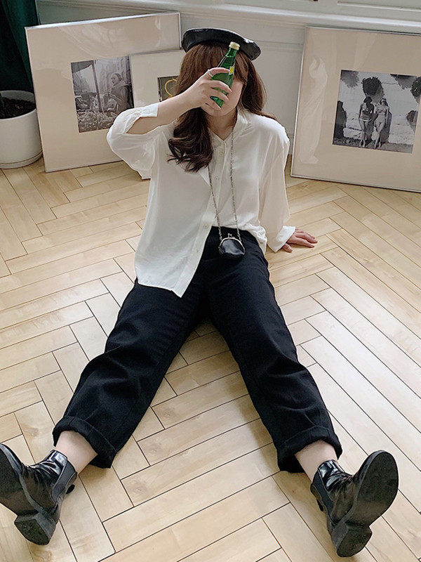 heybona荷宝娜微胖定制mm大码白色衬衫女长袖复古港味早秋新款韩|ruв категории Женская одежда, рубашка - от Buy2taobao.com для оказания профессиональной услуги покупки агента Taobao