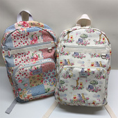 外贸出口可爱拼接小碎花花朵兔子爱丽丝薄帆布背包双肩包书包收纳