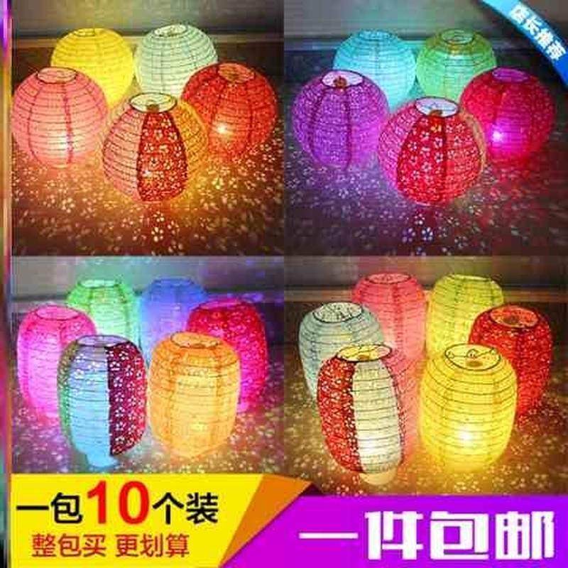 中秋节儿童手工diy灯笼手提发光纸灯笼材料包卡通提竿挂饰幼儿园