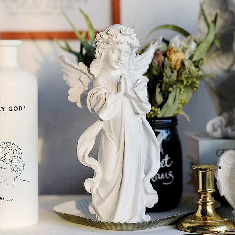 北欧复古祈祷少女天使雕像摆件家居客厅桌面摆设软装饰品拍照道具