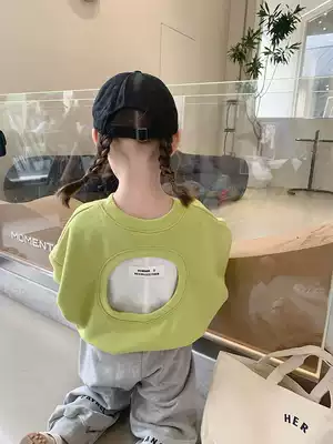 Early autumn children's clothing girl thick T-shirt cartoon spring and autumn children 2021 autumn new cotton coat children Foreign style tide