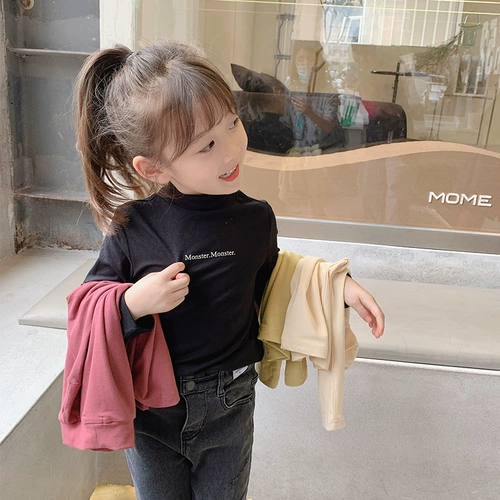 Девочки и детские базовые рубашки модные детские осень и зима утолщенная зимняя детская одежда осень и флисовые базовые рубашки наполовину высокой шеи