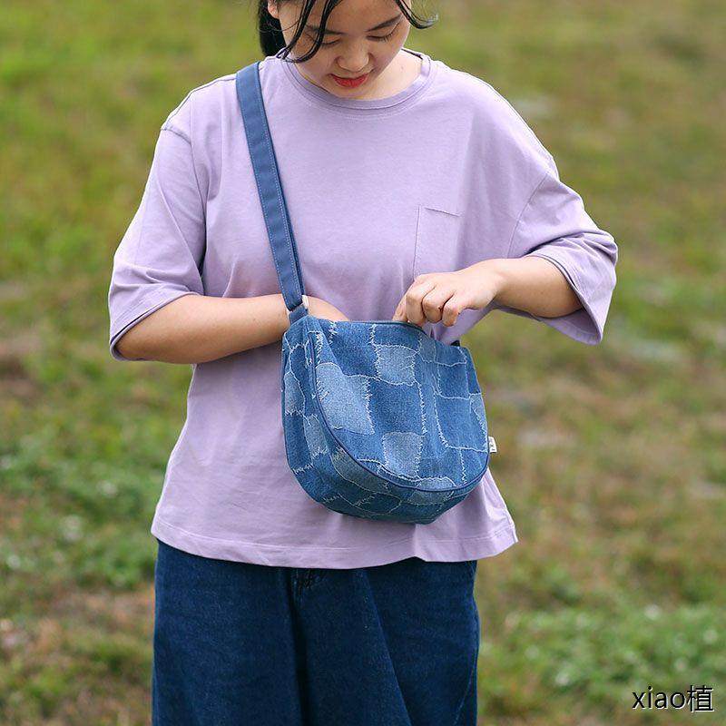 布奏牛仔帆布包斜挎包女高级感腰包胸包饺子包布袋包手机小挎包夏