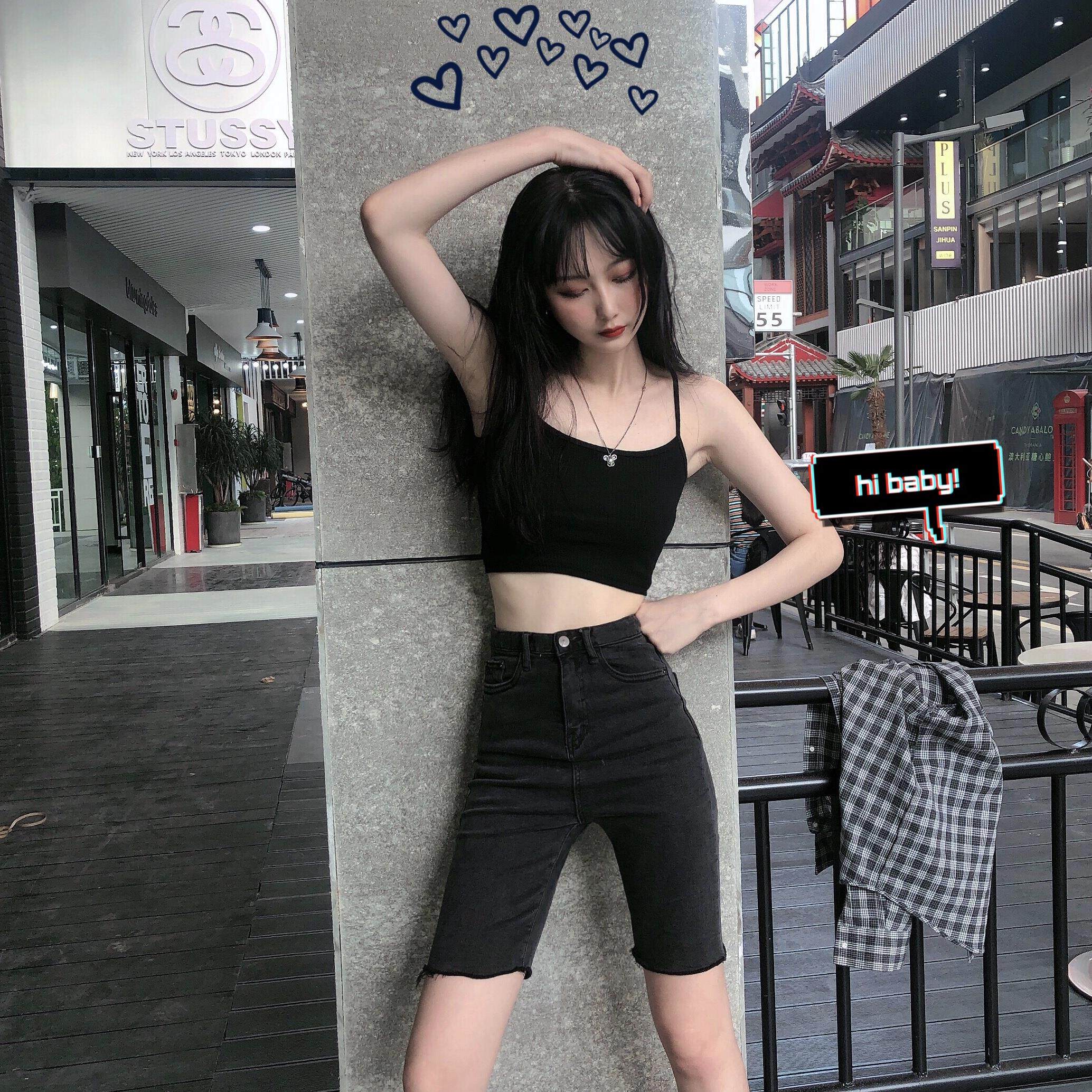 Paige cowboy shorts Elastic force 2019 new pattern black Straight Exorcism summer Tight fitting Show thin Bodybuilding Five point pantsin the Women's clothing/Boutique , Jeans  category - from Buy2taobao.com to provide professional Taobao agent buy service