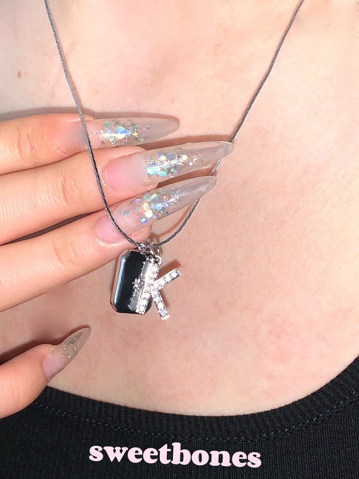 sweetbones可定制字母吊牌项链高级感辣妹饰品