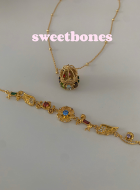 sweetbones旋转木马项链在逃公主手链复古天然彩宝ins吊坠链