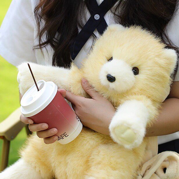抖音同款网红小熊背包玩偶狗狗公仔女生仿真宠物毛绒包包生日礼物