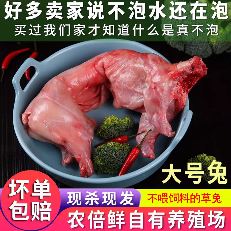 新鲜兔肉现杀冷冻兔子肉特大号兔散养活兔白条顺丰冷链
